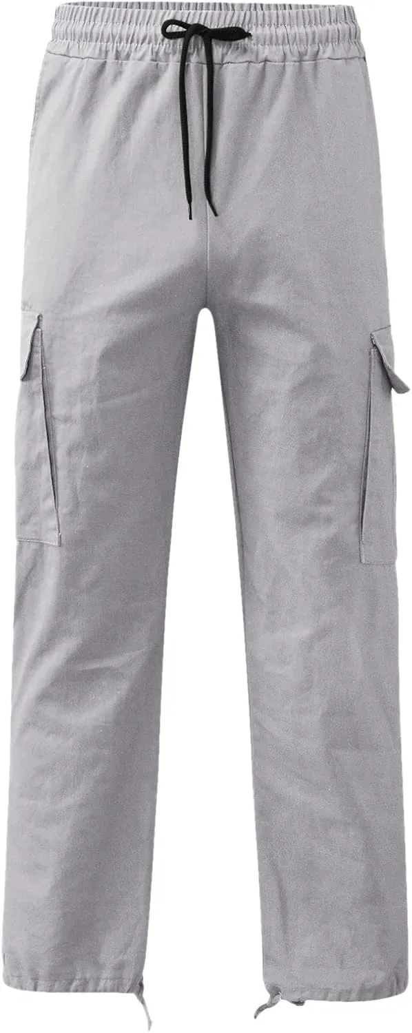 FZVYD Mens Slacks Slim Fit Mens Joggers Cargo Pants Fashion Casual Sweatpants Work Pants Drawstring Loose Trousers Pockets