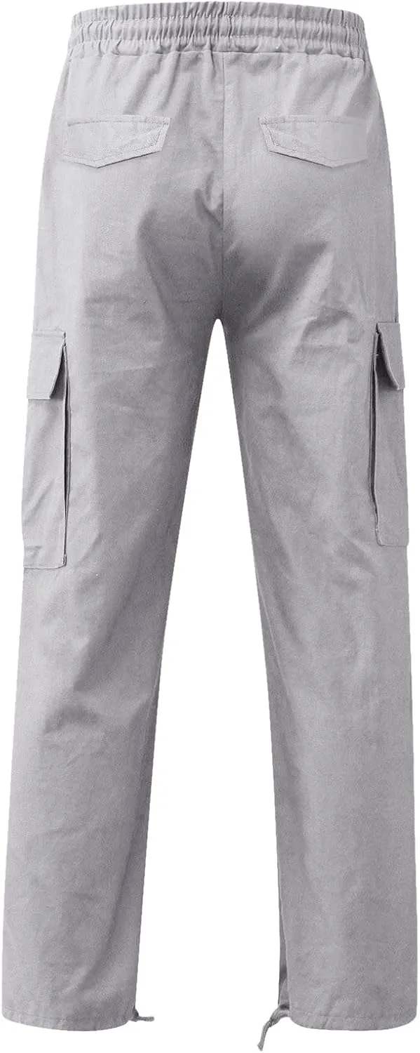 FZVYD Mens Slacks Slim Fit Mens Joggers Cargo Pants Fashion Casual Sweatpants Work Pants Drawstring Loose Trousers Pockets