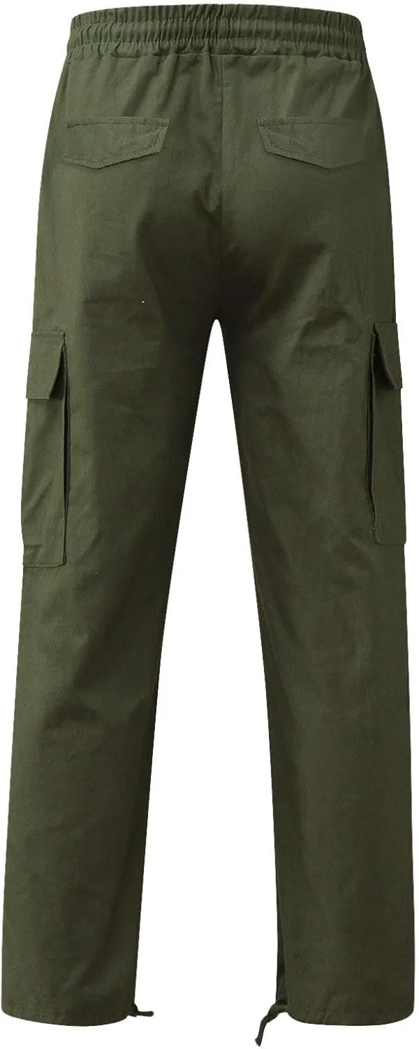 FZVYD Mens Slacks Slim Fit Mens Joggers Cargo Pants Fashion Casual Sweatpants Work Pants Drawstring Loose Trousers Pockets