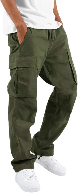 FZVYD Mens Slacks Slim Fit Mens Joggers Cargo Pants Fashion Casual Sweatpants Work Pants Drawstring Loose Trousers Pockets