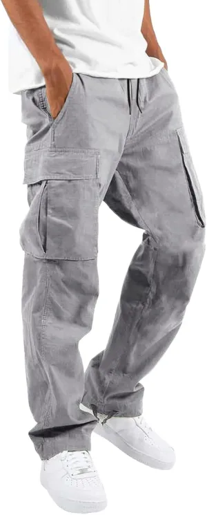 FZVYD Mens Slacks Slim Fit Mens Joggers Cargo Pants Fashion Casual Sweatpants Work Pants Drawstring Loose Trousers Pockets