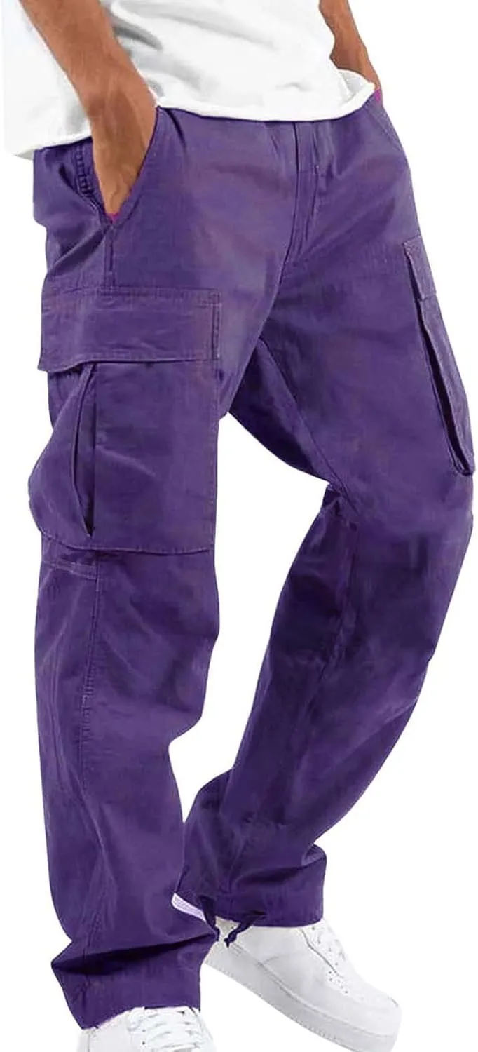 FZVYD Men's Slim Fit Pants Mens Joggers Cargo Pants Fashion Casual Sweatpants Work Pants Drawstring Loose Trousers Pockets