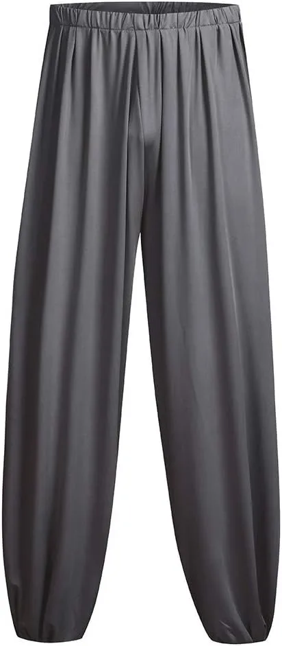 FZVYD Mens Super Soft Yoga Pants Trousers Lounge Pant Hippie Harem Pants Elastic Waist Baggy Boho Casual Drop Crotch Trouser