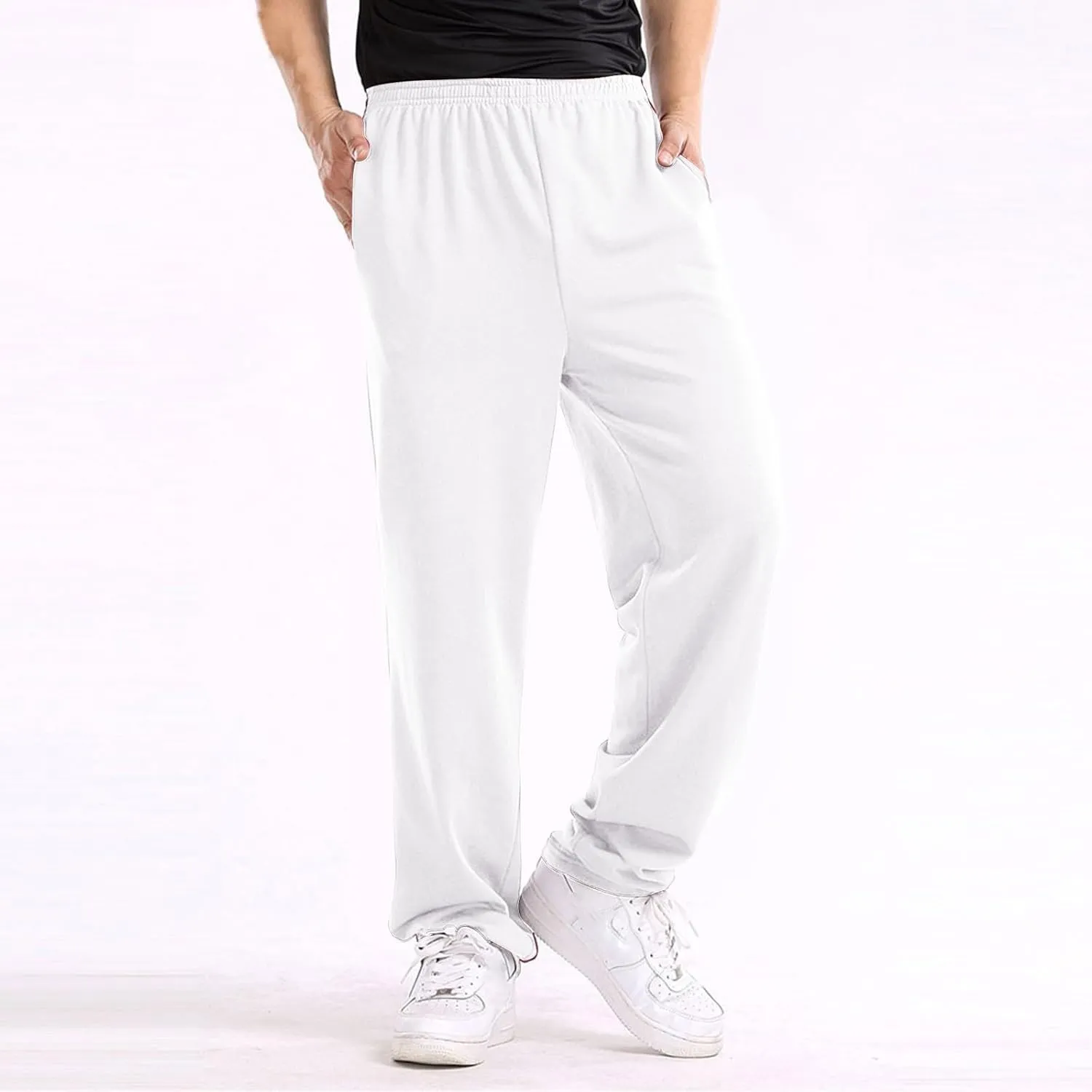 FZVYD Mens Sweatpants Pants Casual Jogging Sports Elastic Lightweight Wide Leg Long Straight Lounge Trousers with Pockets