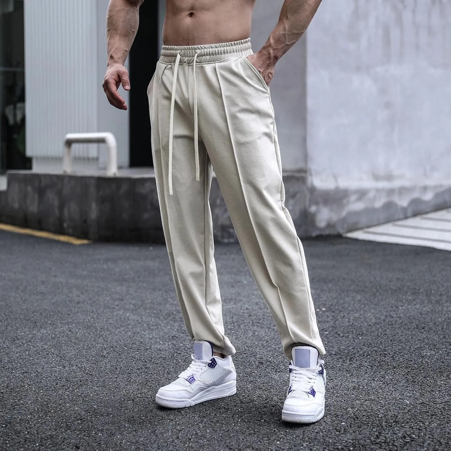 FZVYD Navy Pants Men Mens Joggers Cargo Pants Fashion Casual Sweatpants Work Pants Drawstring Loose Trousers with Pockets