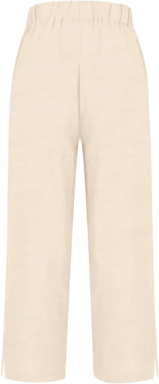 GIERIDUC Linen Pants for Women Flowy Palazzo Pants Bohemian High Waist Wide Leg Trousers Summer Beach Cruise Vacation Outfits
