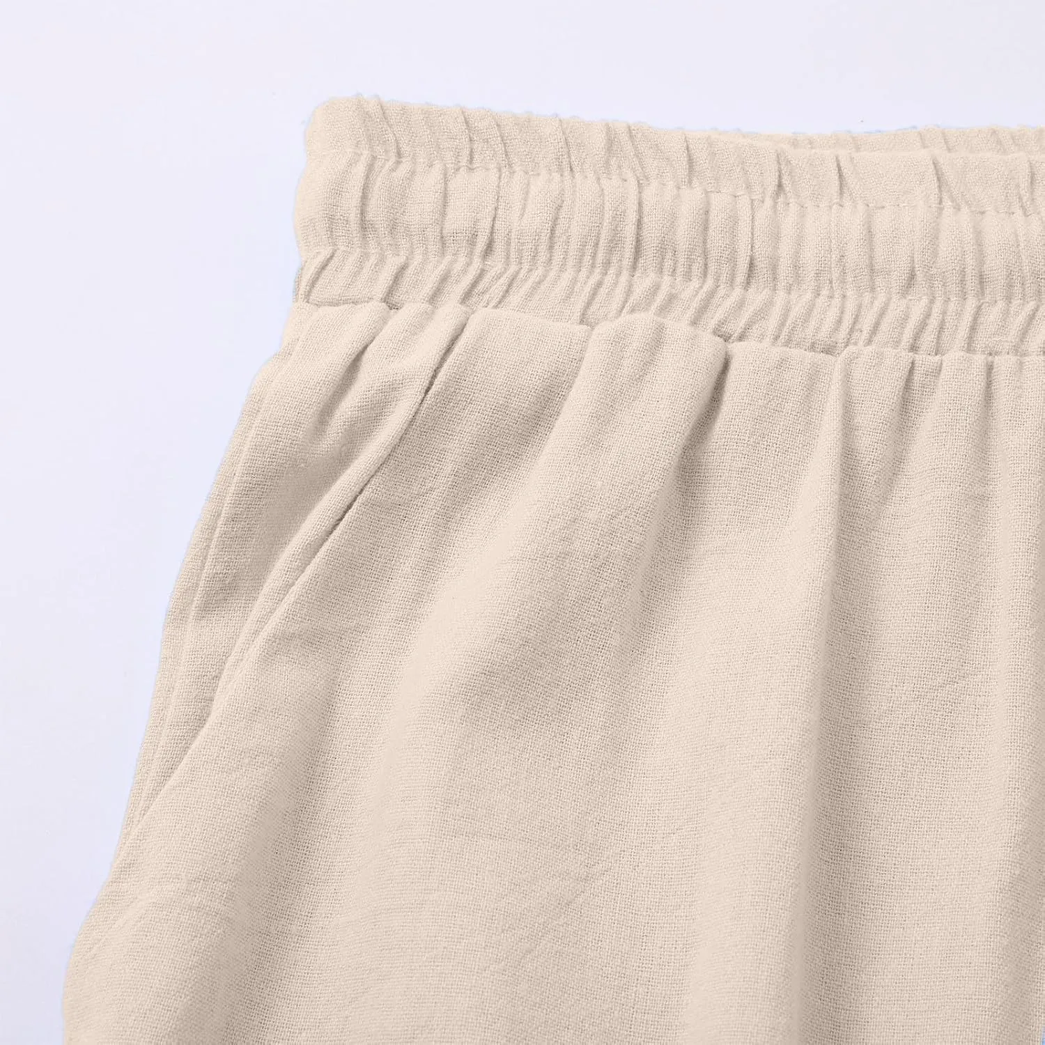 GIERIDUC Women's Summer Casual Pants Loose Fit Beach Palazzo Pants High Waist Drawstring Wide Straight Leg Trouser Pockets