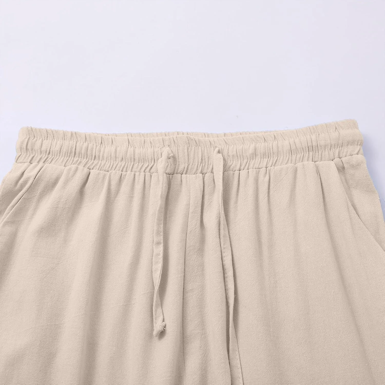 GIERIDUC Women's Summer Casual Pants Loose Fit Beach Palazzo Pants High Waist Drawstring Wide Straight Leg Trouser Pockets
