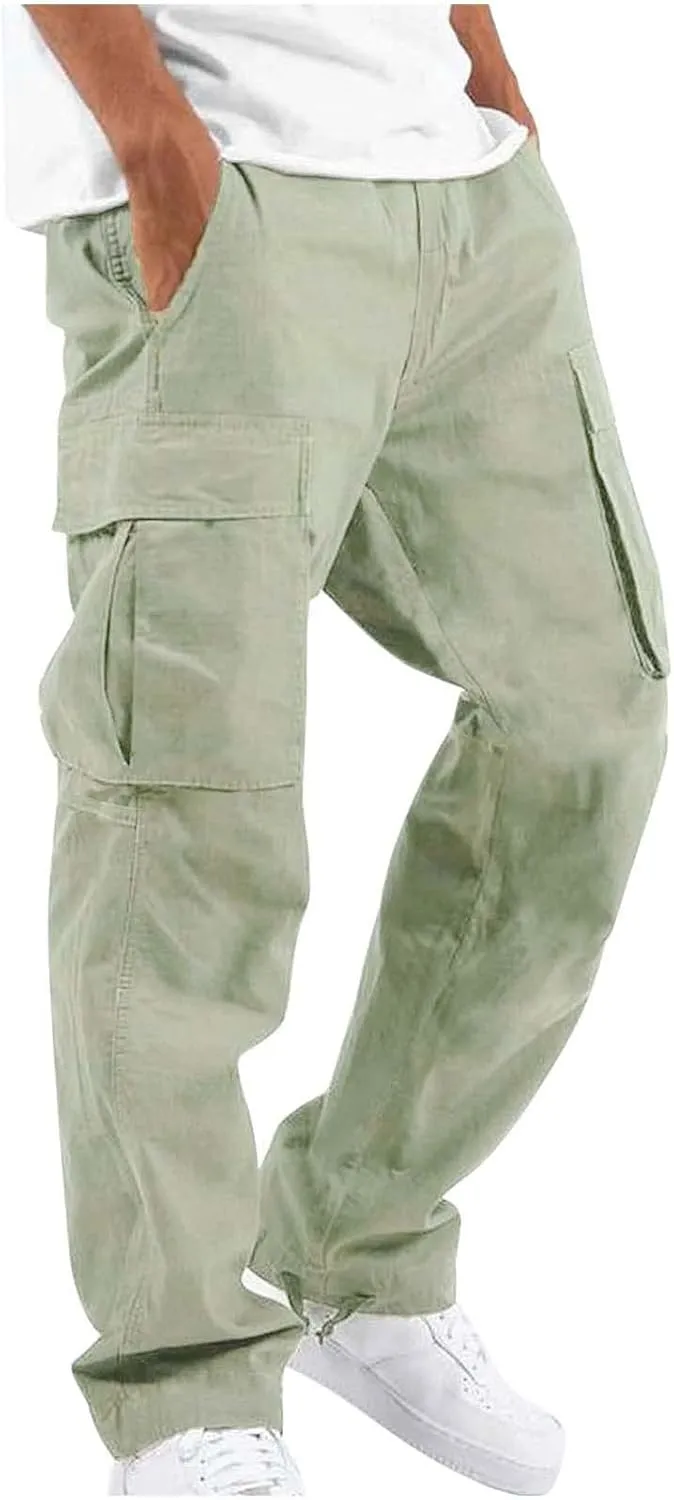 GOFULY Mens Cargo Pants Baggy Fashion Sweatpants with Pockets and Draw String with Pocket Casual Pants Joggers Trousers