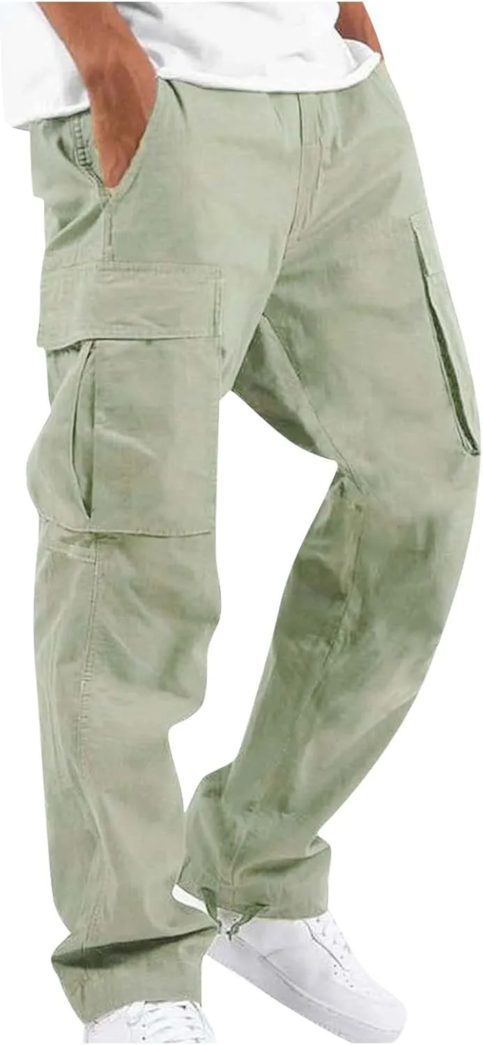 GOFULY Mens Cargo Pants Baggy Fashion Sweatpants with Pockets and Draw String with Pocket Casual Pants Joggers Trousers
