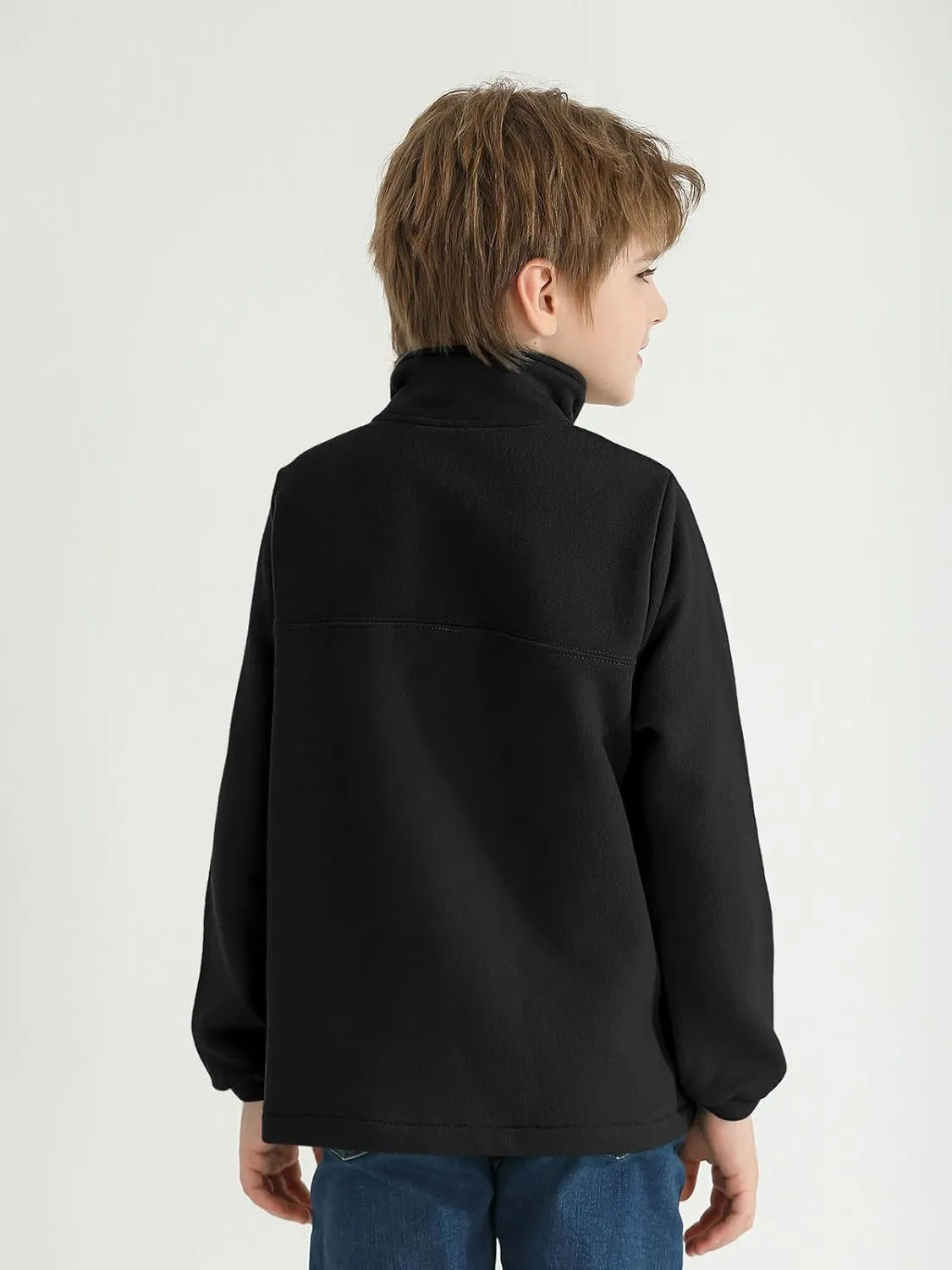 Haloumoning Boys Fleece Lined Quarter Zip Pullover Kids Mock Neck Sweatshirts with Pockets 5-14 Years