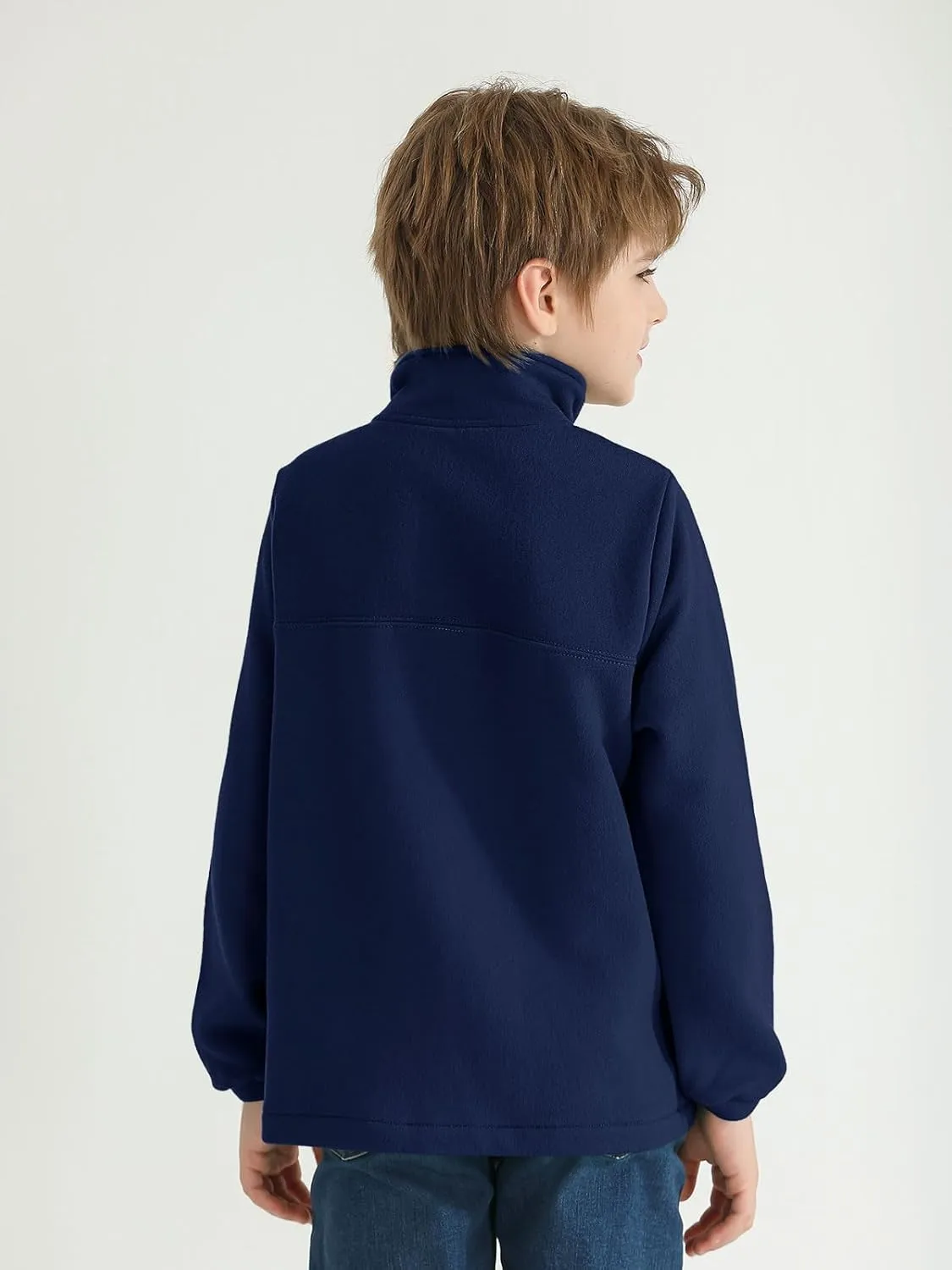 Haloumoning Boys Fleece Lined Quarter Zip Pullover Kids Mock Neck Sweatshirts with Pockets 5-14 Years