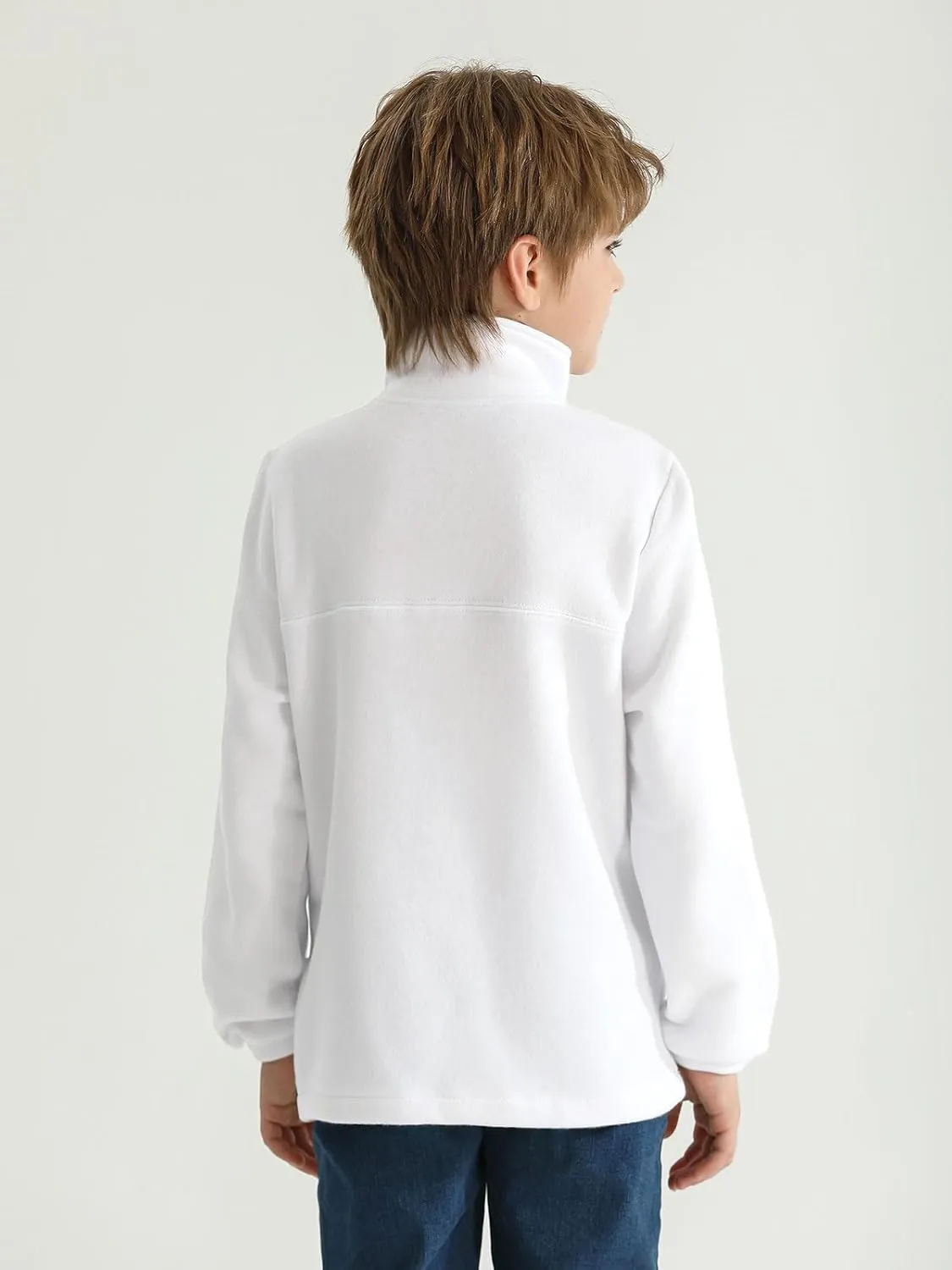 Haloumoning Boys Fleece Lined Quarter Zip Pullover Kids Mock Neck Sweatshirts with Pockets 5-14 Years