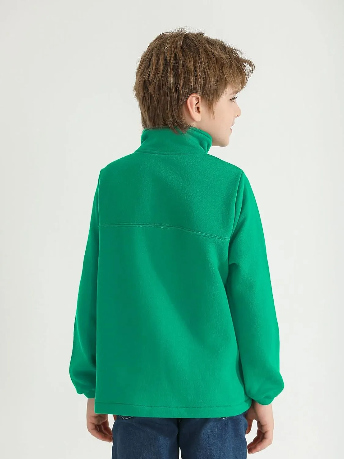 Haloumoning Boys Fleece Lined Quarter Zip Pullover Kids Mock Neck Sweatshirts with Pockets 5-14 Years