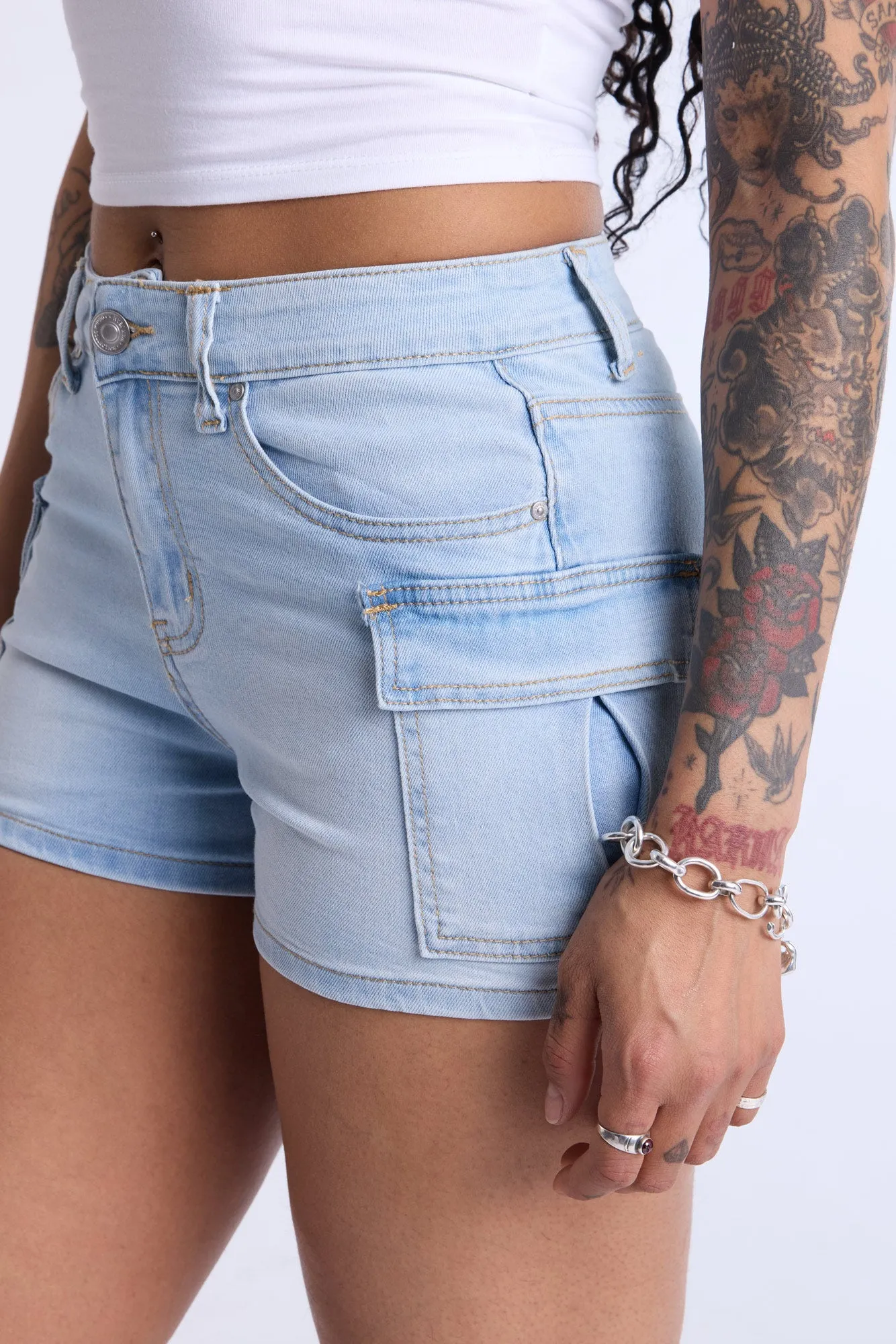 High-Rise Cargo Shorts
