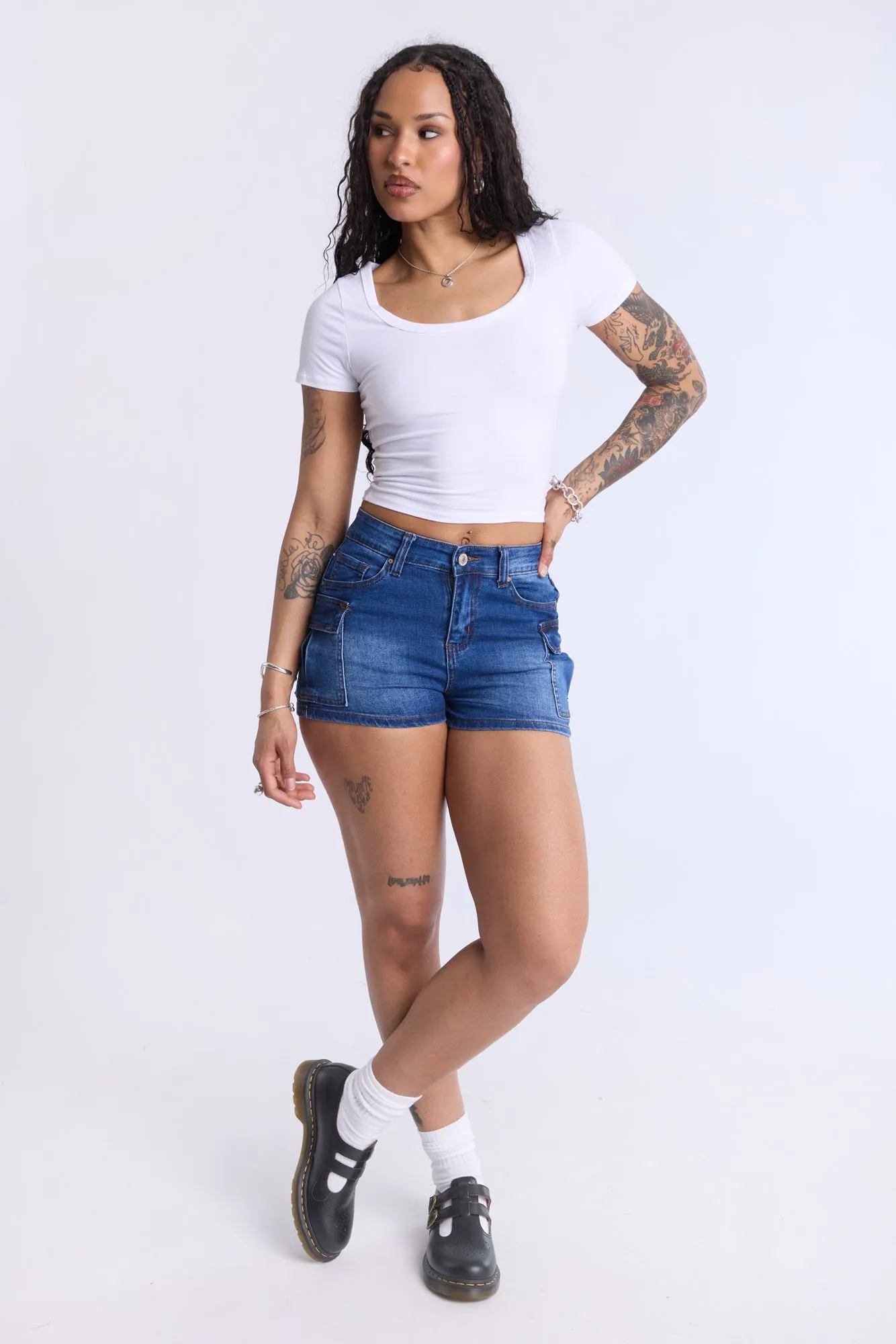 High-Rise Cargo Shorts