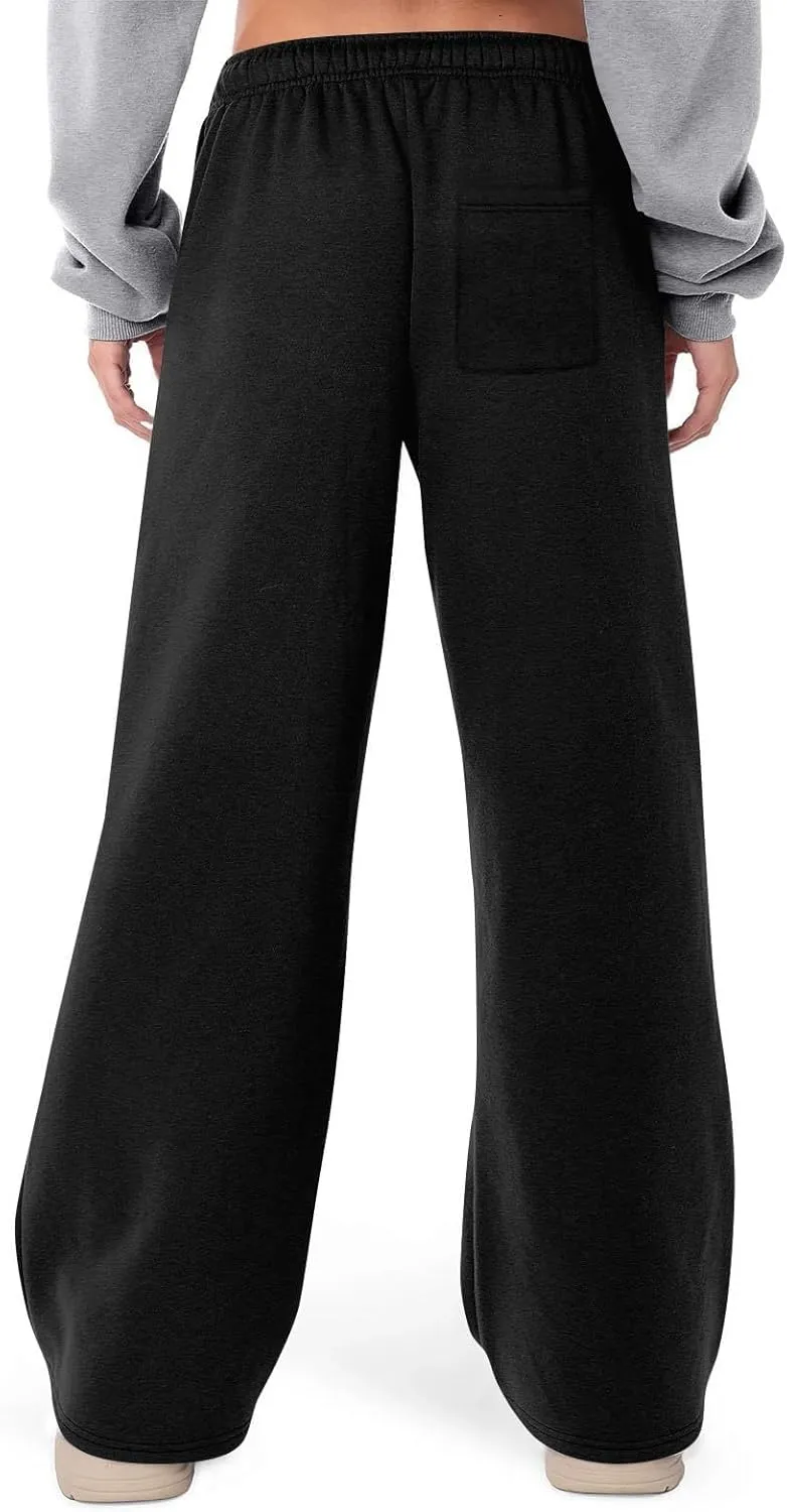 High Waist Wide Leg Sweatpants Women with Pockets Casual Athletic Pants Tall Length Gym Running Trousers