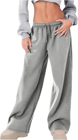 High Waist Wide Leg Sweatpants Women with Pockets Casual Athletic Pants Tall Length Gym Running Trousers