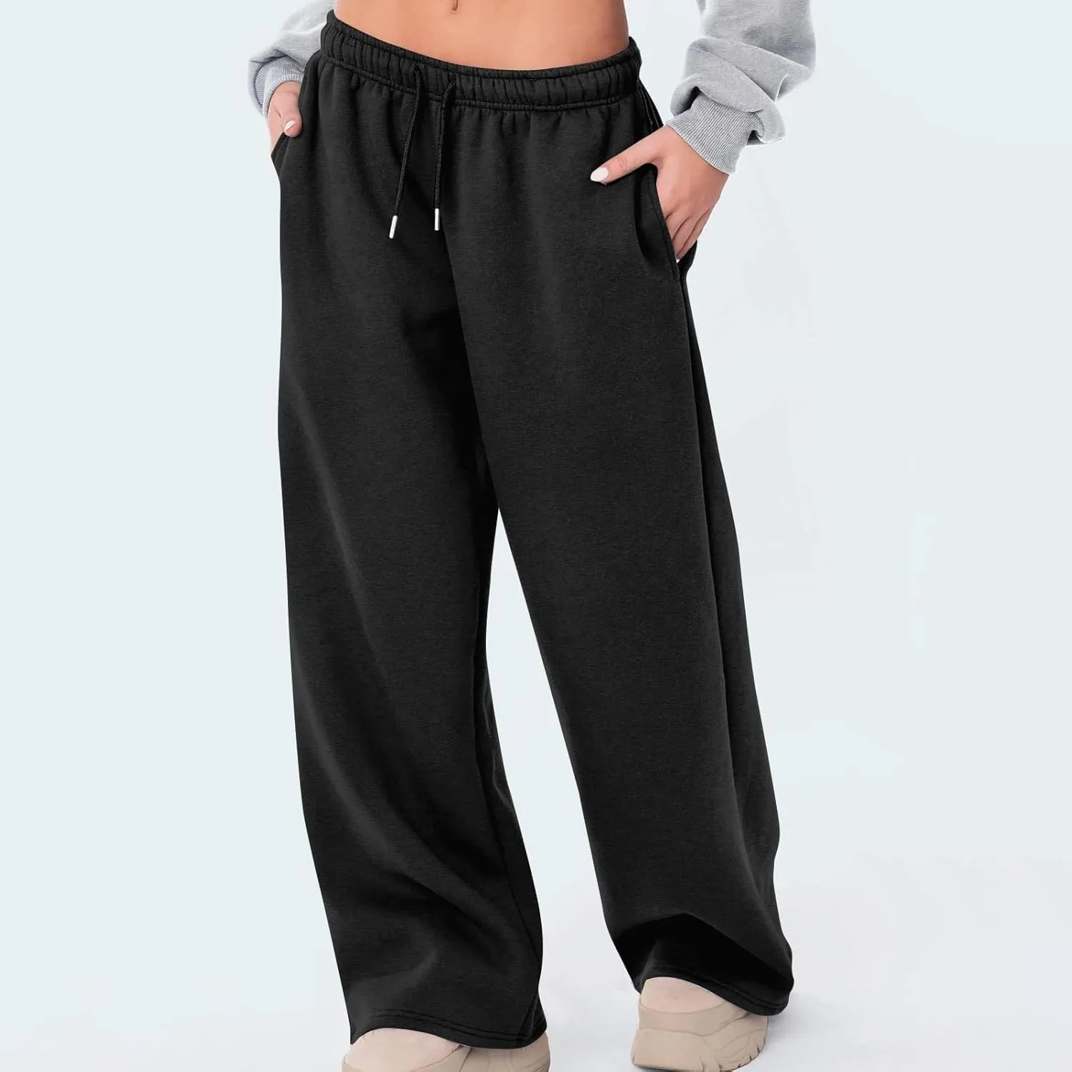 High Waist Wide Leg Sweatpants Women with Pockets Casual Athletic Pants Tall Length Gym Running Trousers