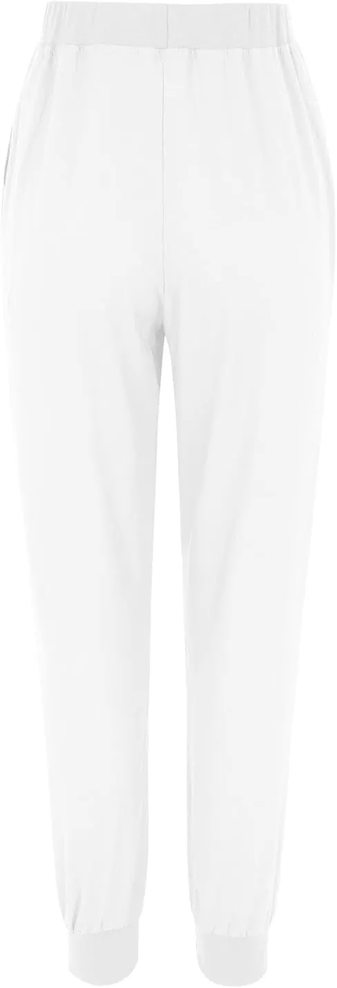 High Waisted Trousers Women Casual Ankle Length Tapered Pant Linen Drawstring Waist Summer Casual Pull On Sweatpant