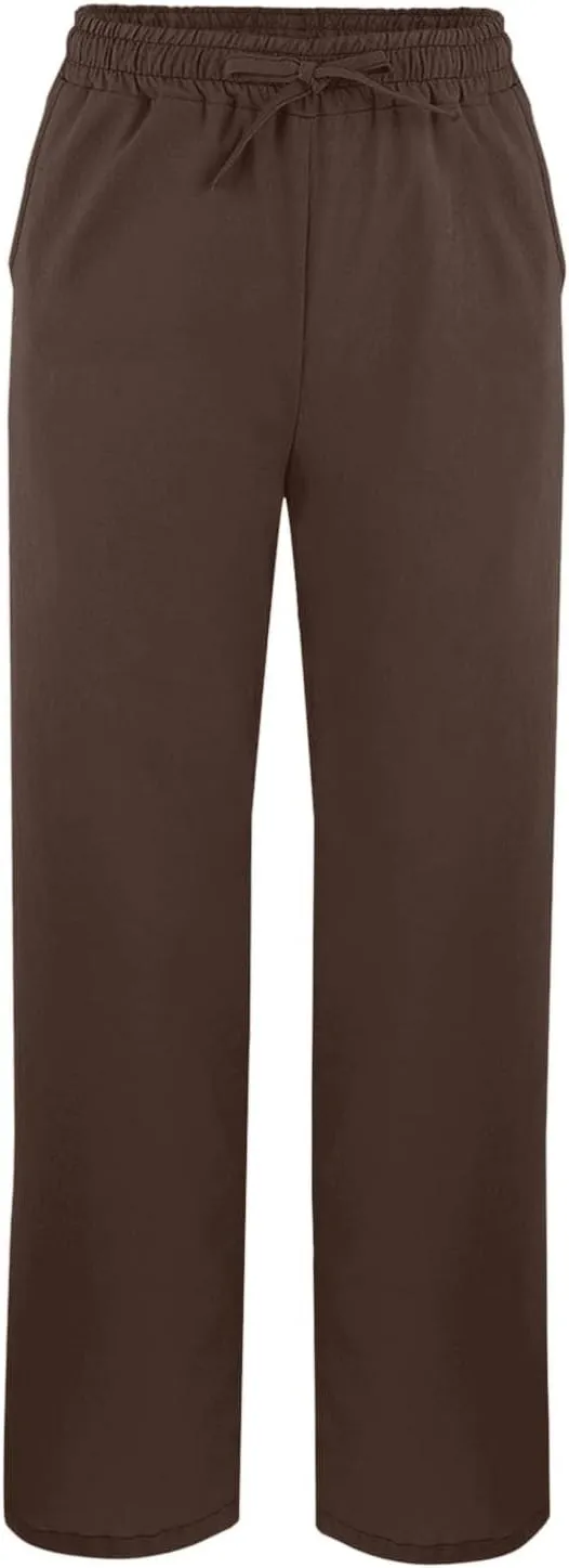 High Waisted Women's Linen Pants Comfy Wide Leg Long Trousers Flowy Cotton Linen Pants 2025 Summer Palazzo Slacks