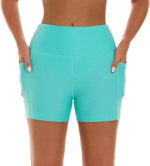 HODOSPORTS Women's 3''/5''/7''/9'' Swim Shorts UPF 50  High Waisted Board Shorts with Pockets Liner Quick Dry Swimsuit Bottom