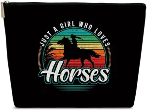 Horse Makeup Bag, Just A Girl Who Loves Horses, Animal Lover Gifts, Cosmetic Bag for Purse, Gifts for Women, Cowgirl, Besties, Daughter, Best Friends