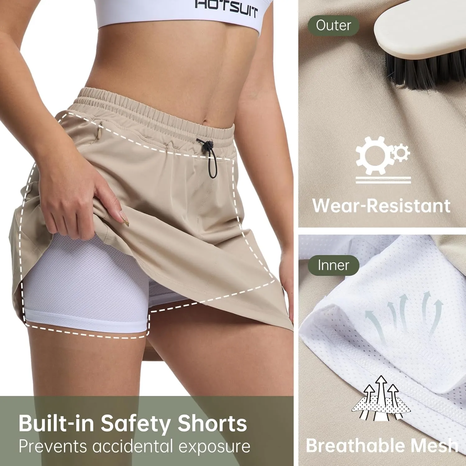 HOTSUIT Cargo Skirts for Women with 4 Pockets Quick Dry Stretch 16 Hiking Skort for Golf Running Tennis