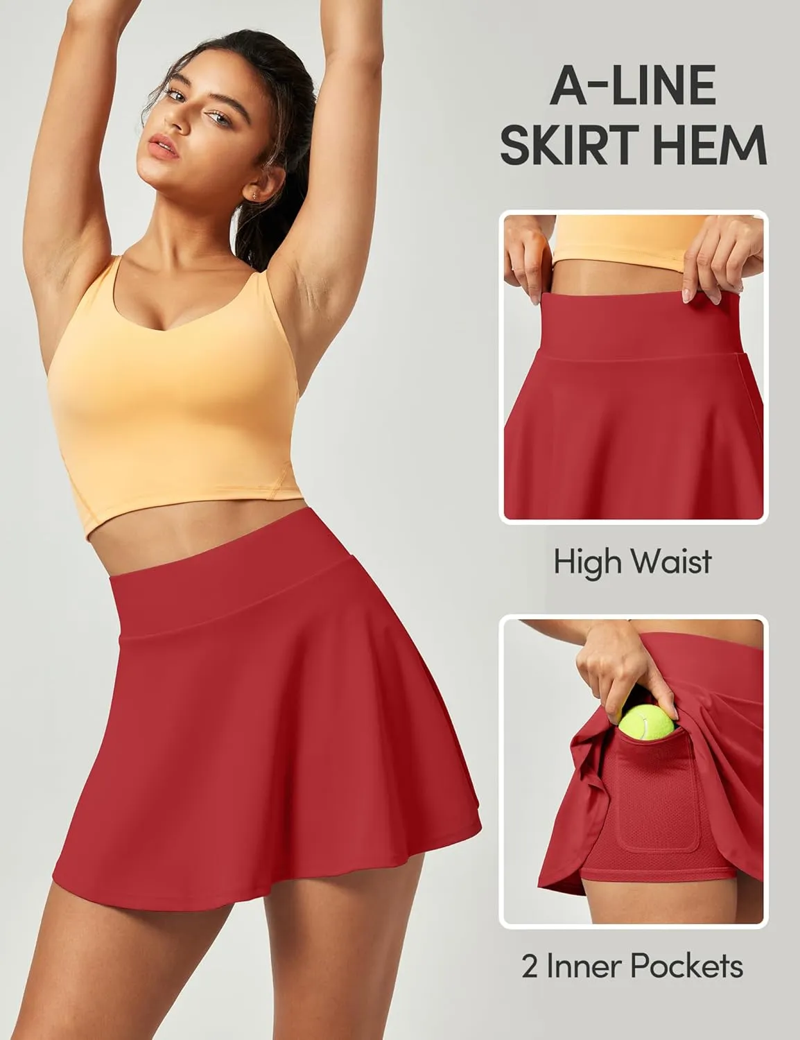 IUGA Tennis Skirts for Women High Waisted Women's Golf Skirt with Pockets Athletic Skort for Running Casual