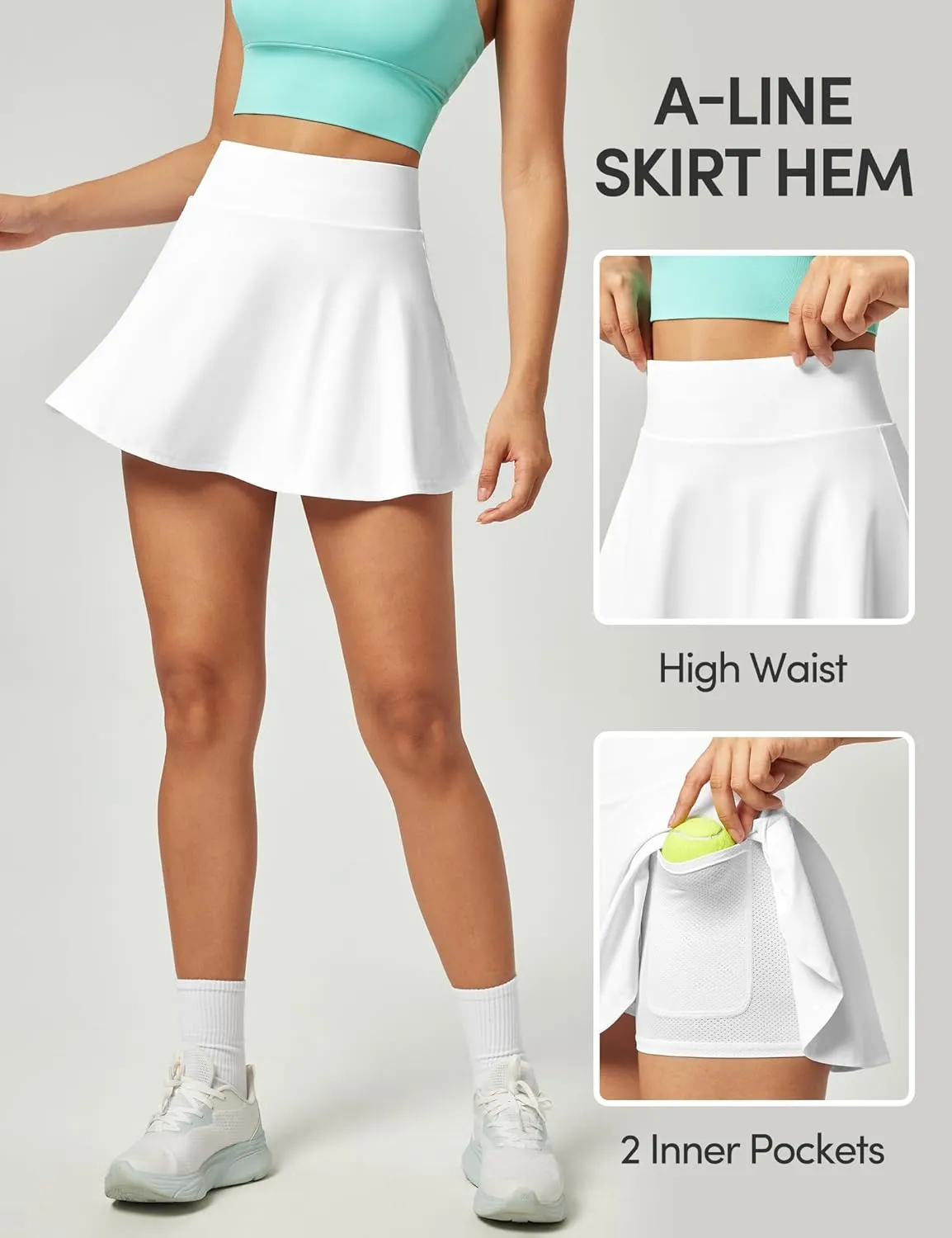 IUGA Tennis Skirts for Women High Waisted Women's Golf Skirt with Pockets Athletic Skort for Running Casual