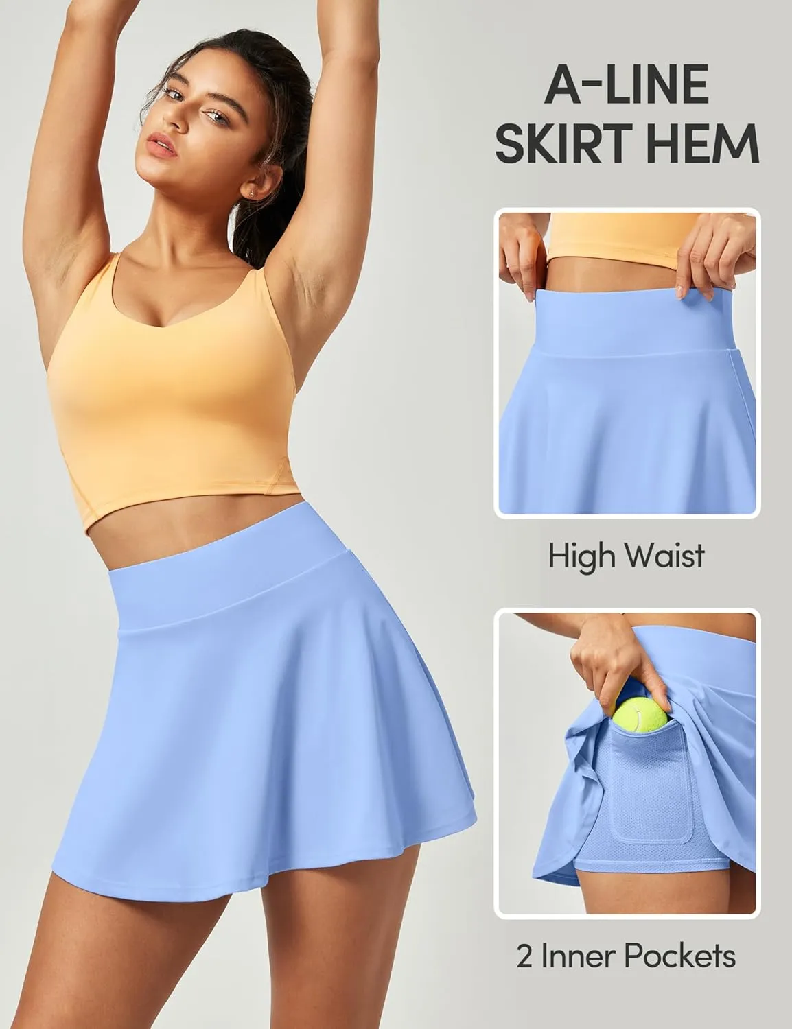 IUGA Tennis Skirts for Women High Waisted Women's Golf Skirt with Pockets Athletic Skort for Running Casual