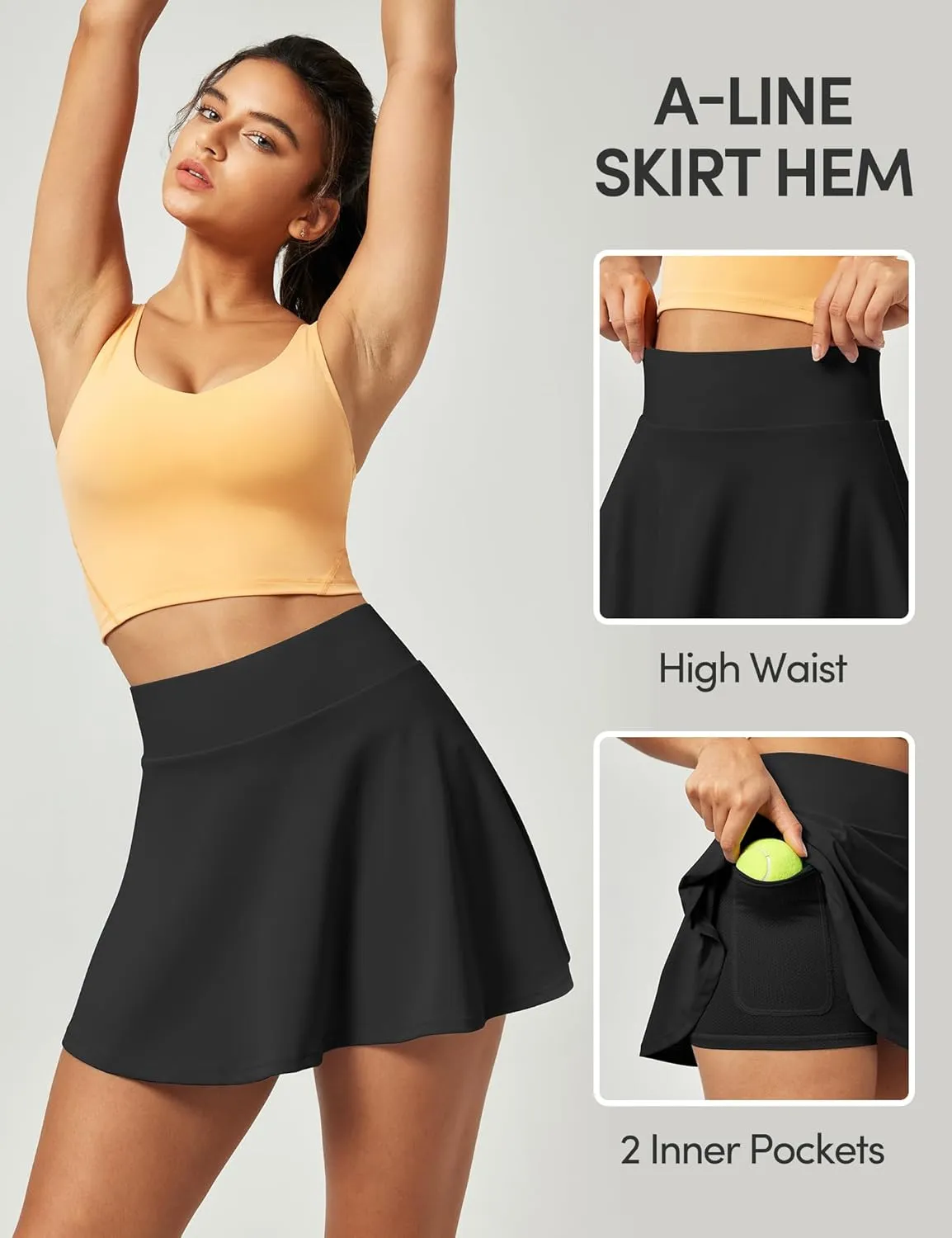 IUGA Tennis Skirts for Women High Waisted Women's Golf Skirt with Pockets Athletic Skort for Running Casual