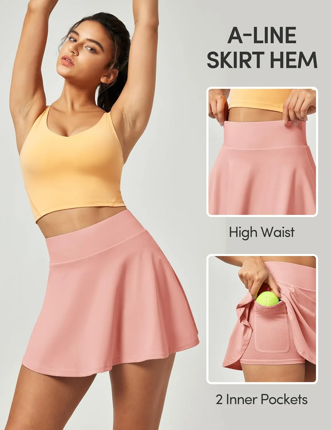 IUGA Tennis Skirts for Women High Waisted Women's Golf Skirt with Pockets Athletic Skort for Running Casual