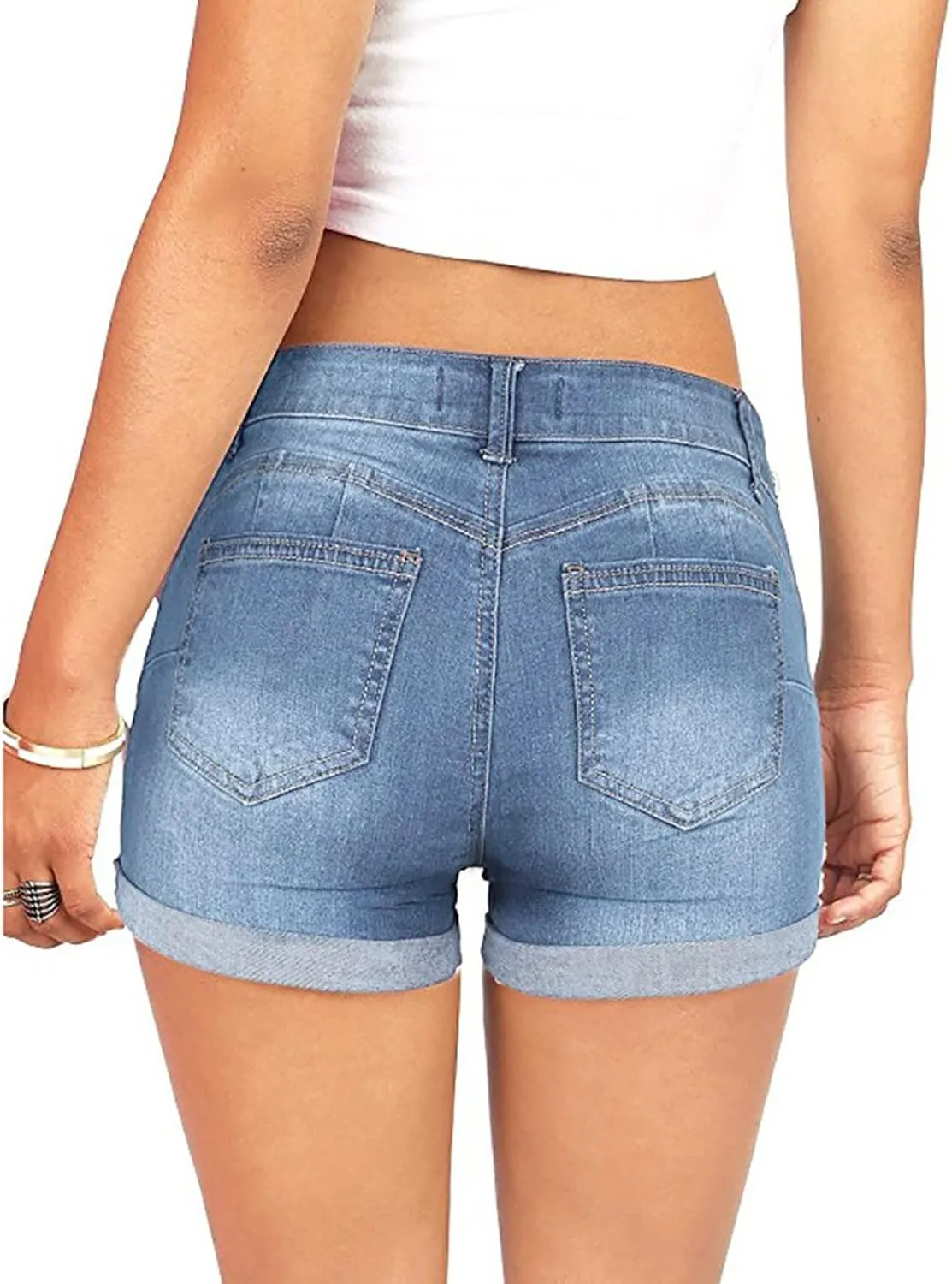 Jean Shorts Womens High Waisted Stretchy Ripped Denim Short Pants Hot Summer Casual Short Pants Y2k Streetwear