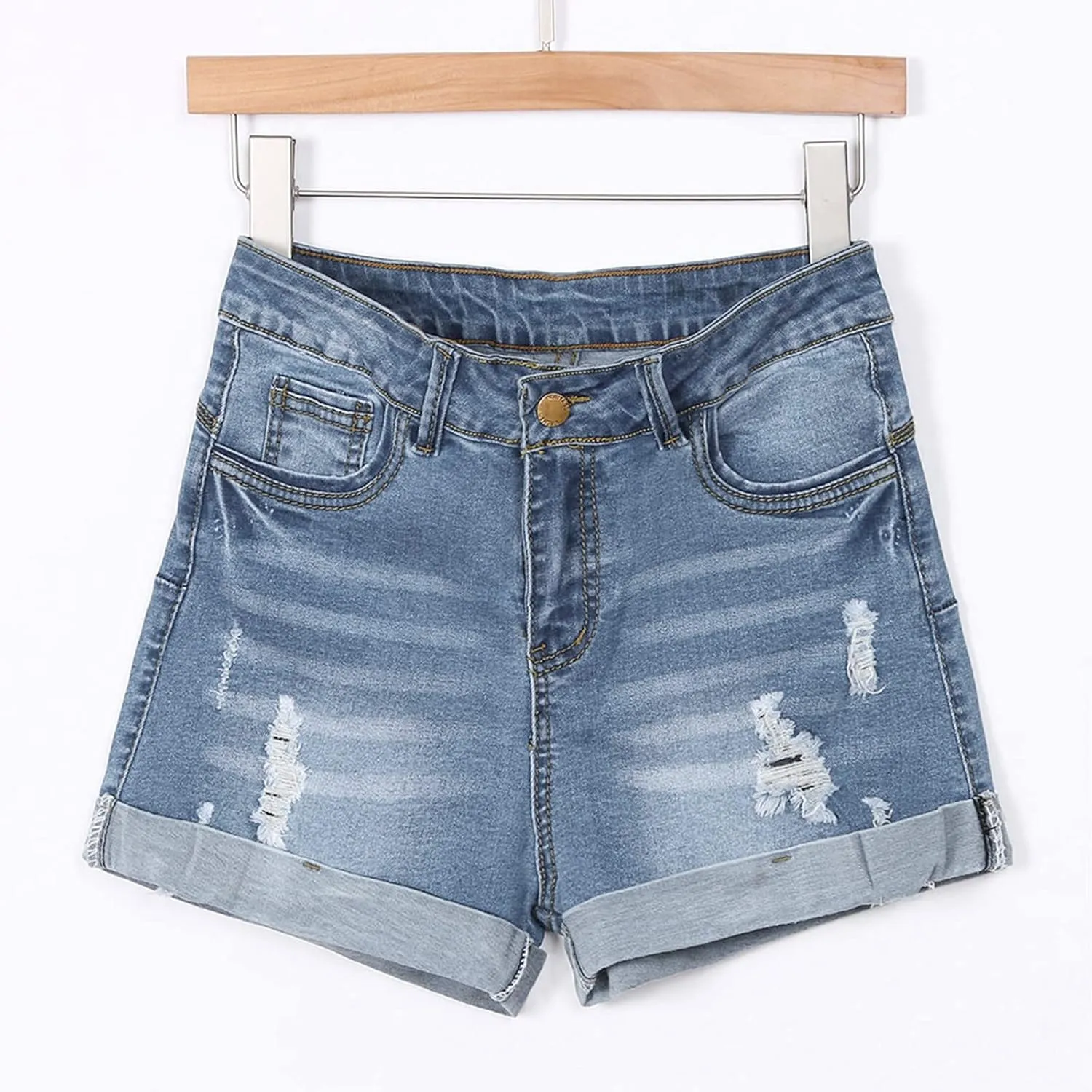 Jean Shorts Womens High Waisted Stretchy Ripped Denim Short Pants Hot Summer Casual Short Pants Y2k Streetwear