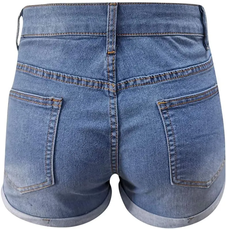 Jean Shorts Womens Low Rise Stretchy Ripped Denim Short Pants Hot Summer Casual Short Pants Y2k Streetwear