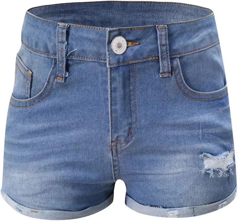 Jean Shorts Womens Low Rise Stretchy Ripped Denim Short Pants Hot Summer Casual Short Pants Y2k Streetwear
