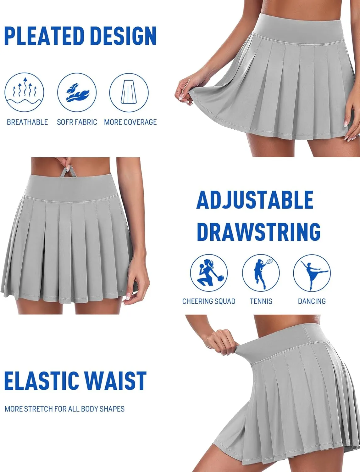 JoyGirl Womens Pleated Tennis Skirt with Shorts Golf Skirts High Waisted Athletic Mini Skirt Workout Skorts with Pockets