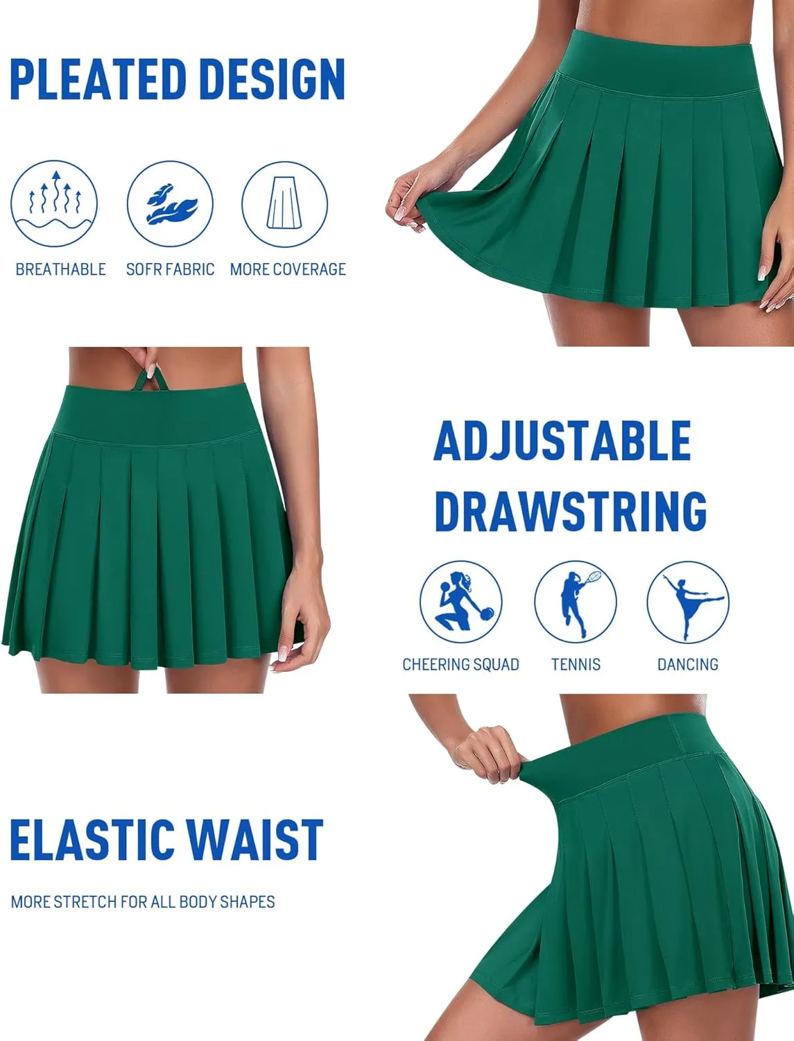 JoyGirl Womens Pleated Tennis Skirt with Shorts Golf Skirts High Waisted Athletic Mini Skirt Workout Skorts with Pockets