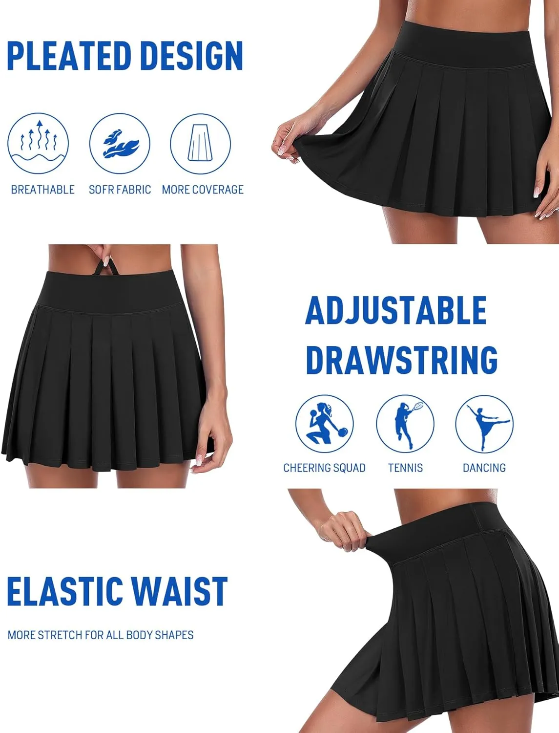 JoyGirl Womens Pleated Tennis Skirt with Shorts Golf Skirts High Waisted Athletic Mini Skirt Workout Skorts with Pockets