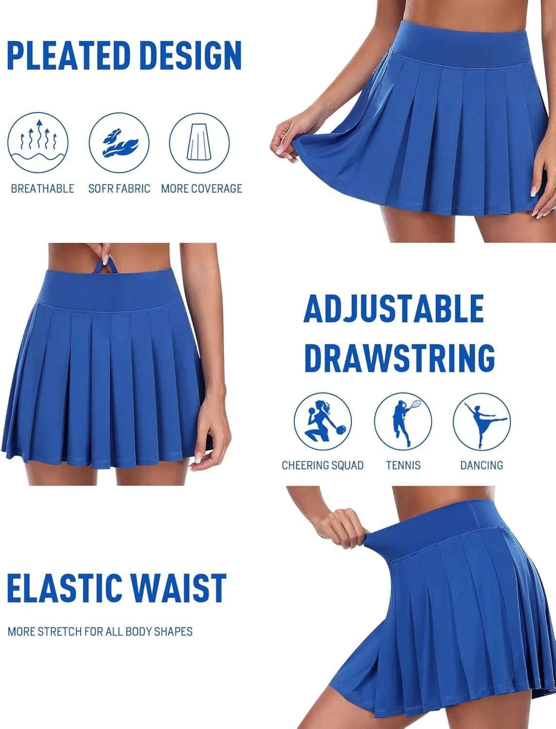 JoyGirl Womens Pleated Tennis Skirt with Shorts Golf Skirts High Waisted Athletic Mini Skirt Workout Skorts with Pockets