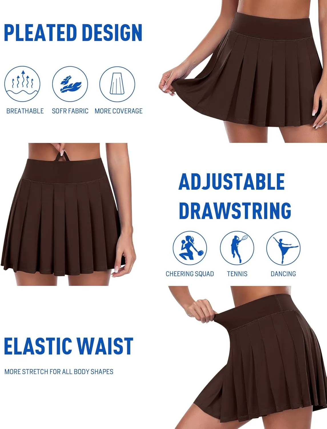 JoyGirl Womens Pleated Tennis Skirt with Shorts Golf Skirts High Waisted Athletic Mini Skirt Workout Skorts with Pockets