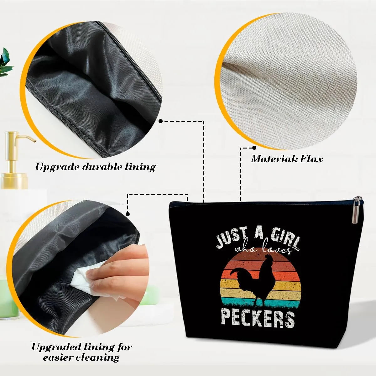 Just A Girl Who Loves Peckers Makeup Bag, Animal Lovers Gifts, Women Cosmetic Bag for Purse, Gifts for Women Besties Daughter Best Friends