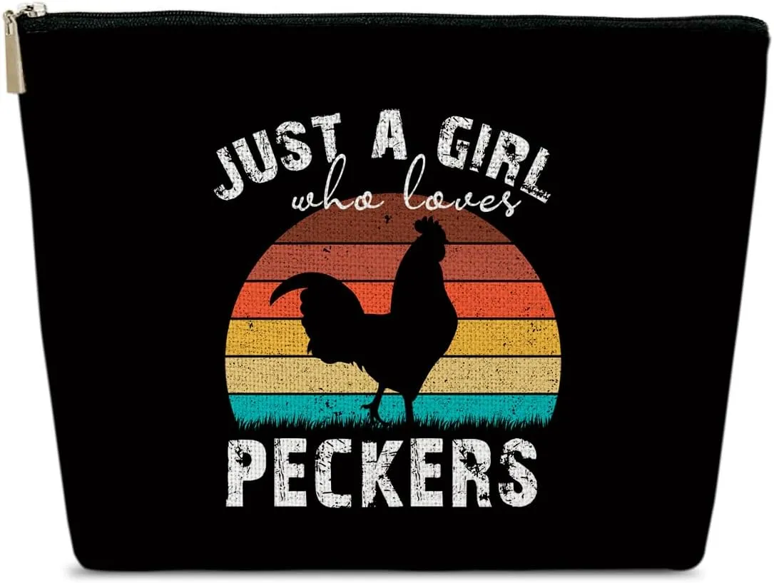 Just A Girl Who Loves Peckers Makeup Bag, Animal Lovers Gifts, Women Cosmetic Bag for Purse, Gifts for Women Besties Daughter Best Friends