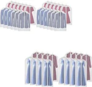 Kntiwiwo Garment Bags Clear Suit Bag for Closet Storage Hanging Clothes Dress Cover Bags (40"24pcs) & Garment Bags for Closet Storage (60"16pcs)