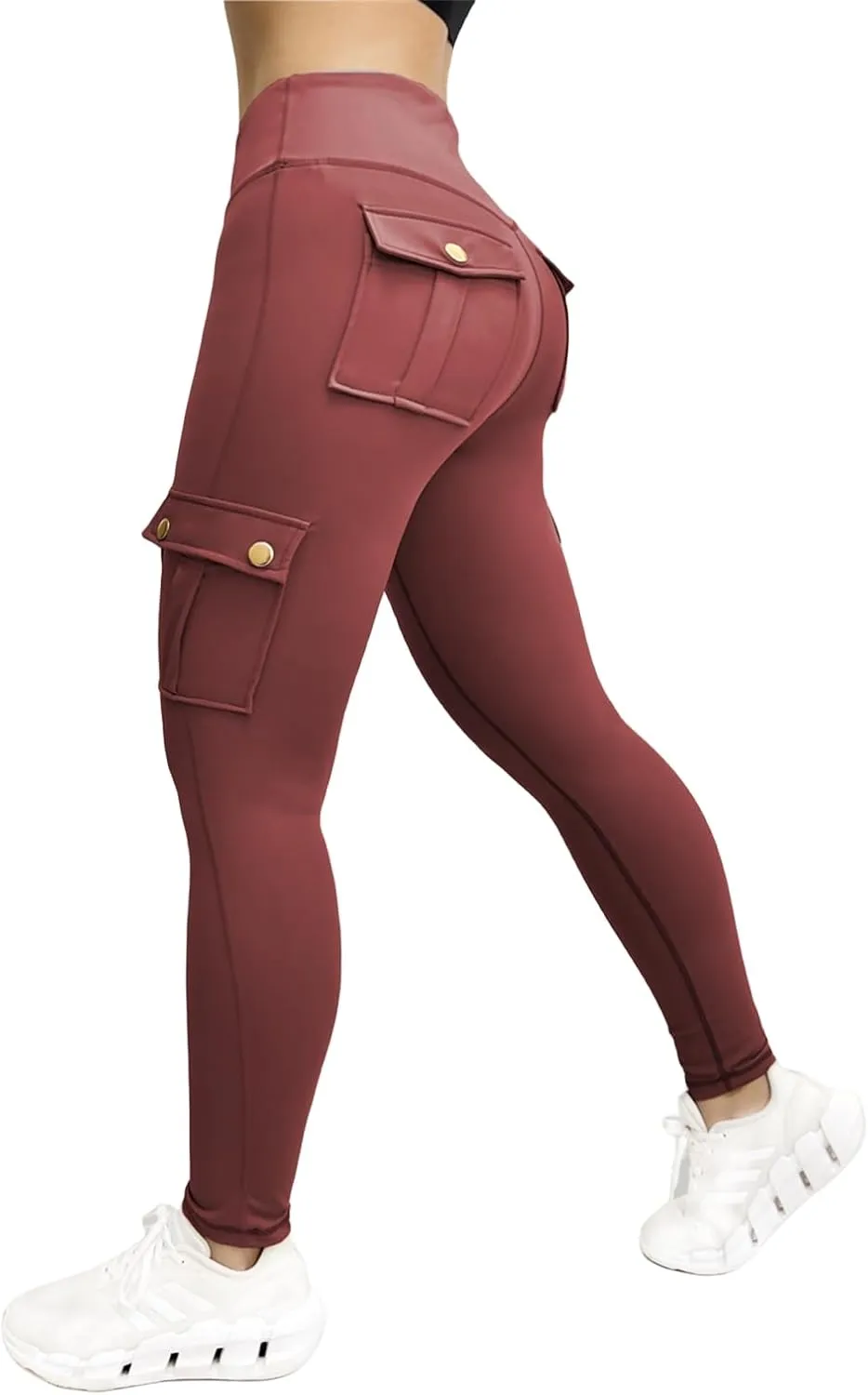 Kubbon Women's Yoga Leggings Butt Lifting Cargo Pants High Waist Tummy Control Workout Pants Lounge Trousers with Pockets