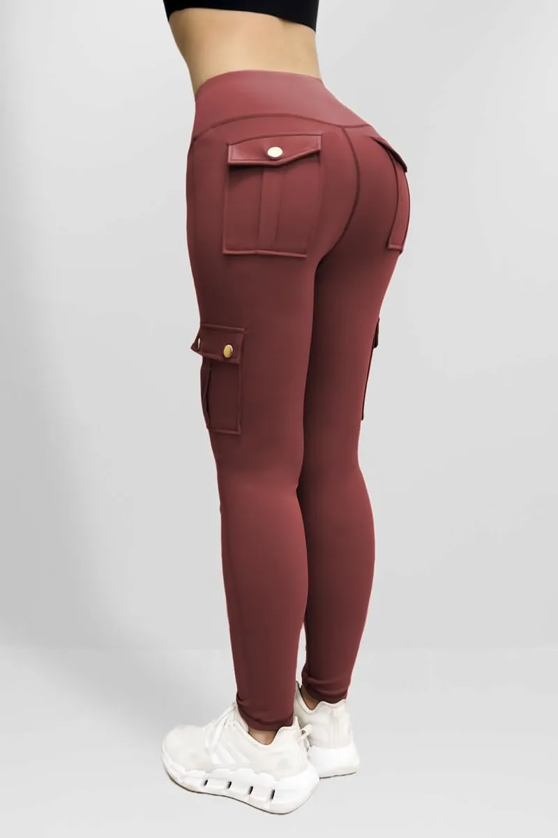 Kubbon Women's Yoga Leggings Butt Lifting Cargo Pants High Waist Tummy Control Workout Pants Lounge Trousers with Pockets