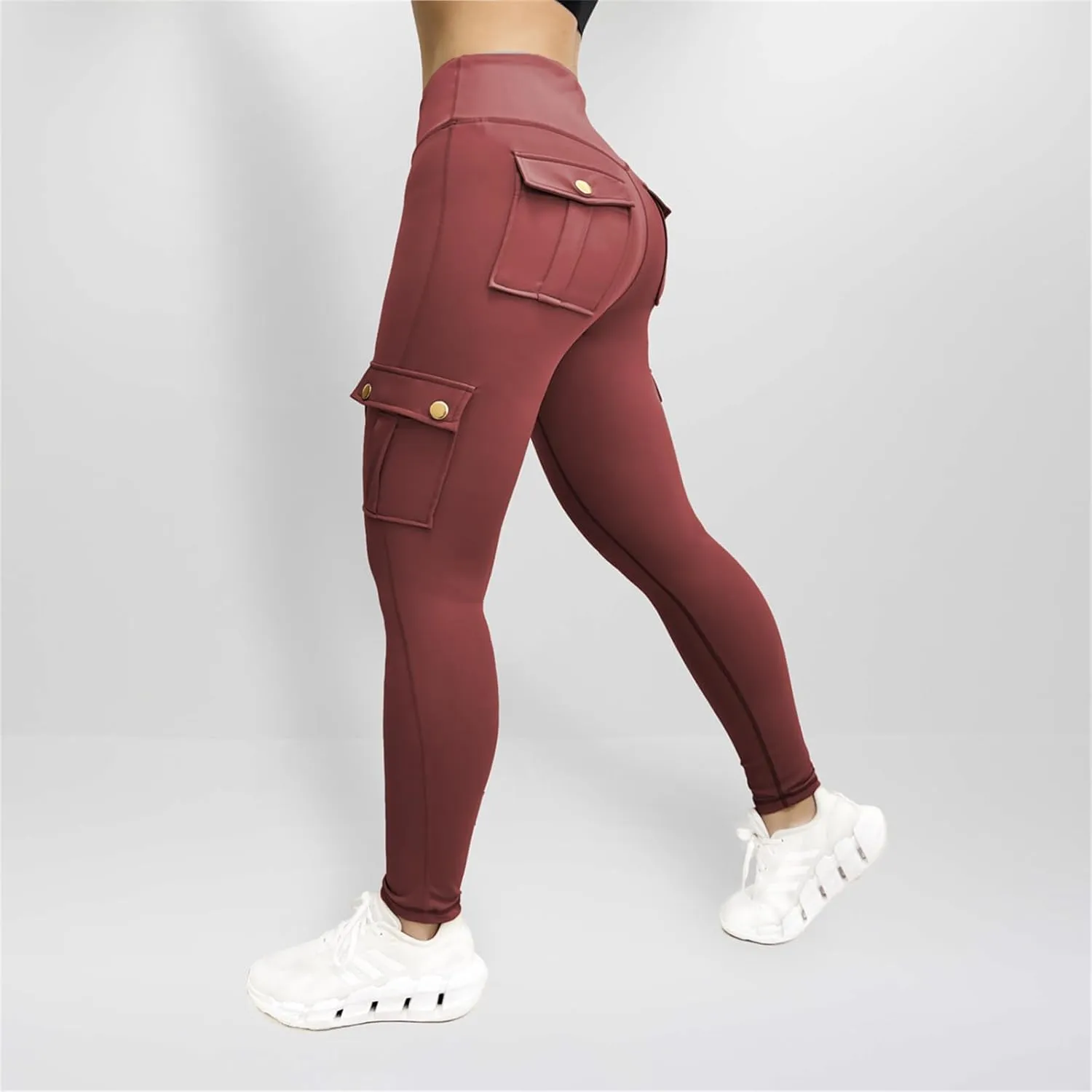 Kubbon Women's Yoga Leggings Butt Lifting Cargo Pants High Waist Tummy Control Workout Pants Lounge Trousers with Pockets
