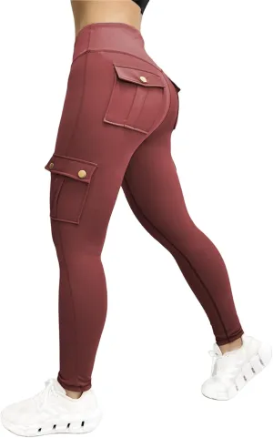 Kubbon Women's Yoga Leggings Butt Lifting Cargo Pants High Waist Tummy Control Workout Pants Lounge Trousers with Pockets