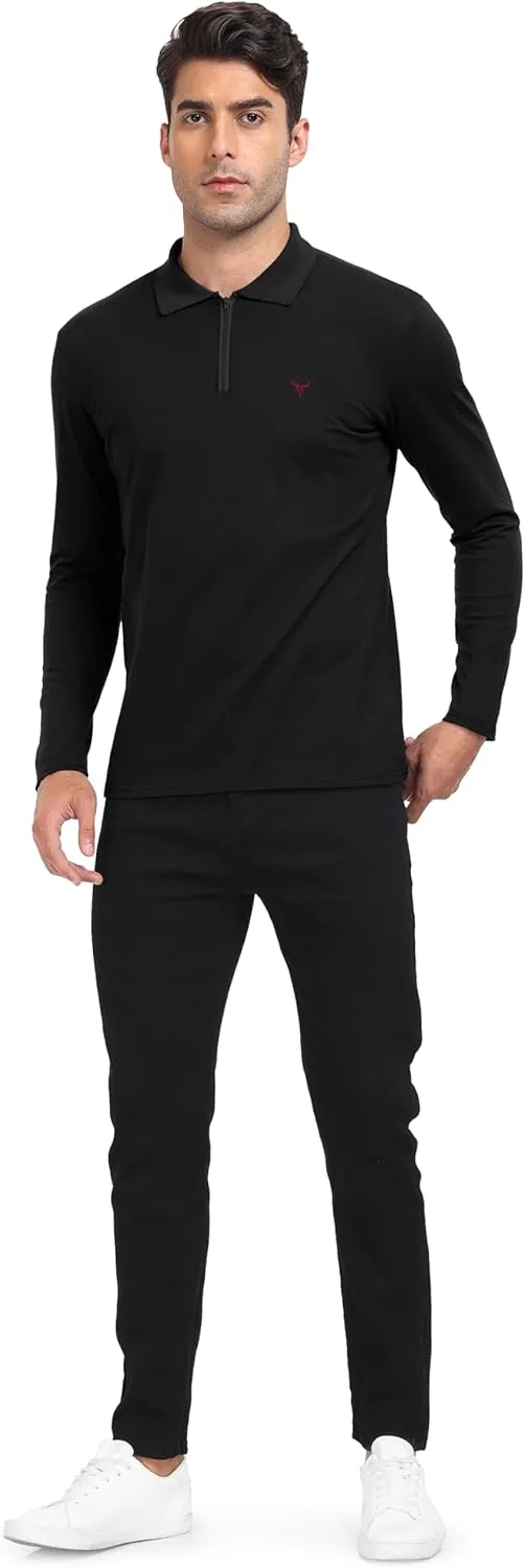 KUYIGO Men's Short&Long Sleeve Polo Shirts Casual Slim Fit Business Fashion Tops Golf Tennis T-Shirt